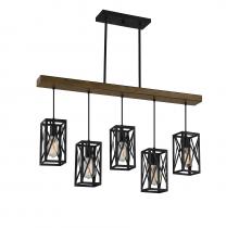 Savoy House Meridian CA M10090WB - 5-light Linear Chandelier In Wood With Black