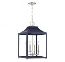 Savoy House Meridian CA M30009NBLPN - 4-Light Pendant in Navy Blue with Polished Nickel