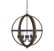 Savoy House Meridian CA M70034WB - 6-Light Pendant in Wood with Black