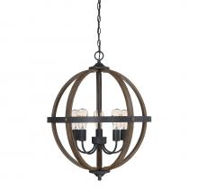 Savoy House Meridian CA M70041WB - 5-Light Chandelier in Wood with Black