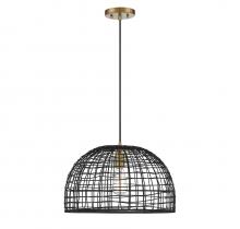 Savoy House Meridian CA M70105BRNB - 1-Light Pendant in Black with Natural Brass Accents
