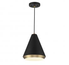 Savoy House Meridian CA M70122MBKNB - 1-Light Pendant in Matte Black with Natural Brass