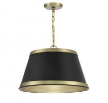 Savoy House Meridian CA M7013MBKNB - 3-Light Pendant in Matte Black with Natural Brass