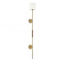 Savoy House Meridian CA M90063NB - 1-Light Plug-In Wall Sconce in Natural Brass with Leather Accent