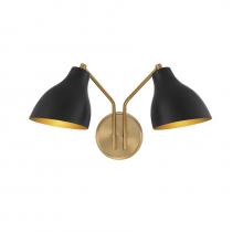 Savoy House Meridian CA M90075MBKNB - 2-Light Wall Sconce in Matte Black with Natural Brass