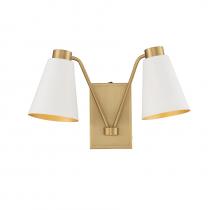 Savoy House Meridian CA M90076WHNB - 2-Light Wall Sconce in White with Natural Brass