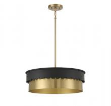 Savoy House Meridian CA M7030MBKNB - 4-Light Pendant in Matte Black and Natural Brass