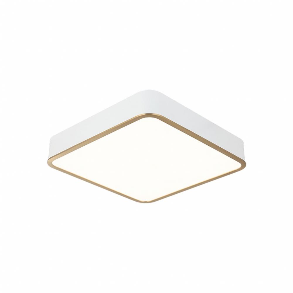 15" Diam "Ainslay" Square White + Aged Gold Ceiling Mount