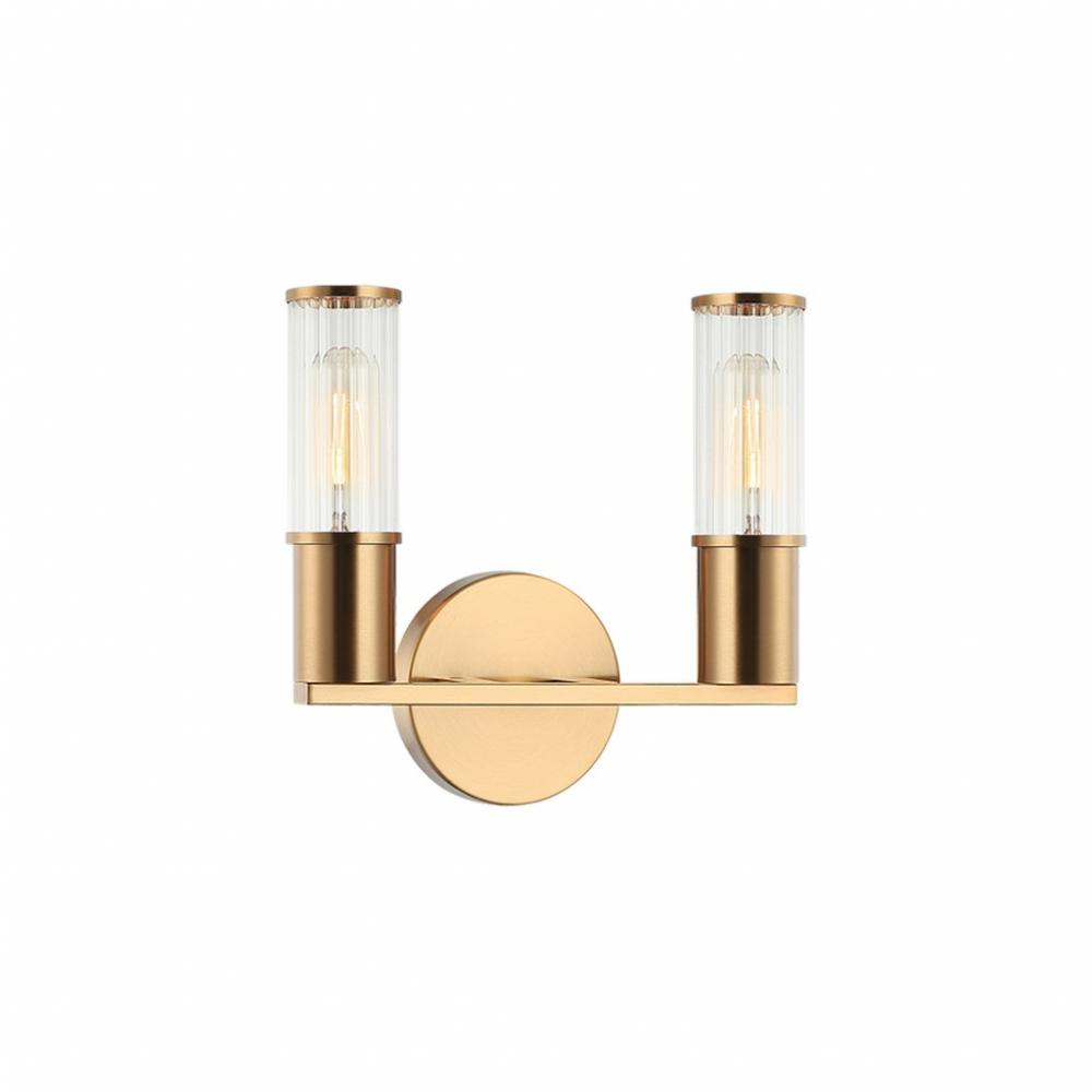 2 LT 10"W X H9.5" "Klarice" Wall Sconce - AG - CLear Glass