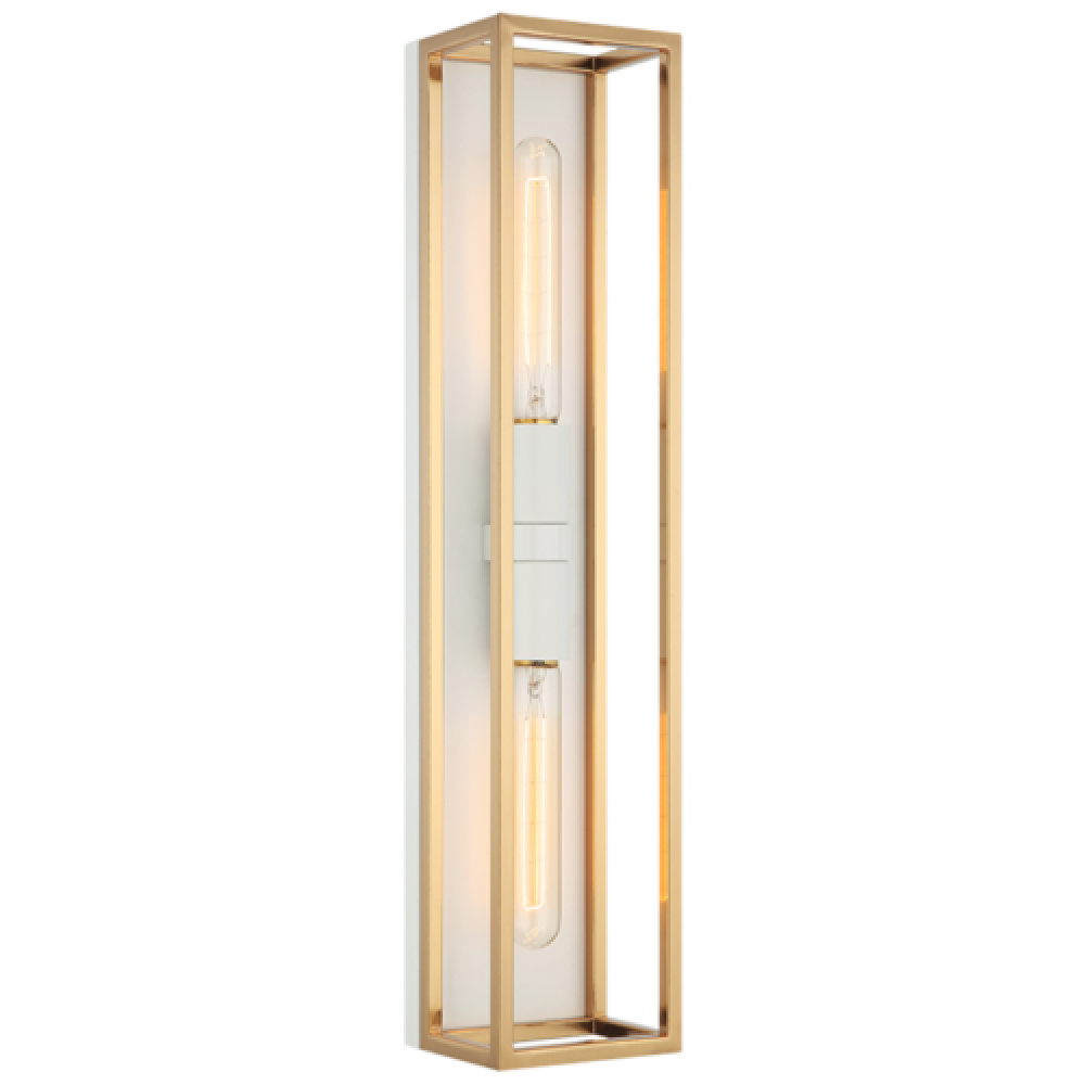 Shadowbox White + Aged Gold Brass Wall Sconce