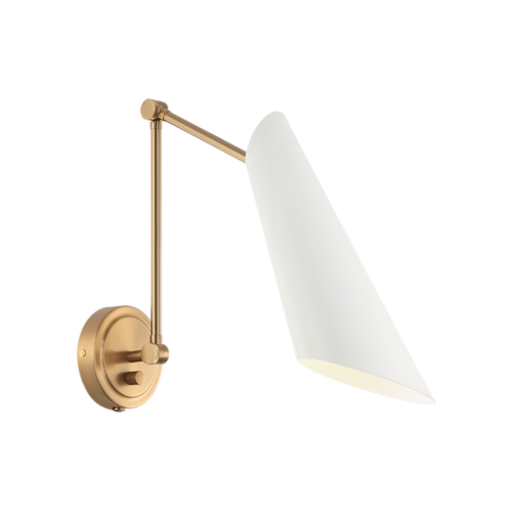 Butera Aged Gold Brass + White Wall Sconce
