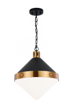 Matteo Lighting C72203AGOP - Sphericon Matte Black & Aged Gold Brass Pendant