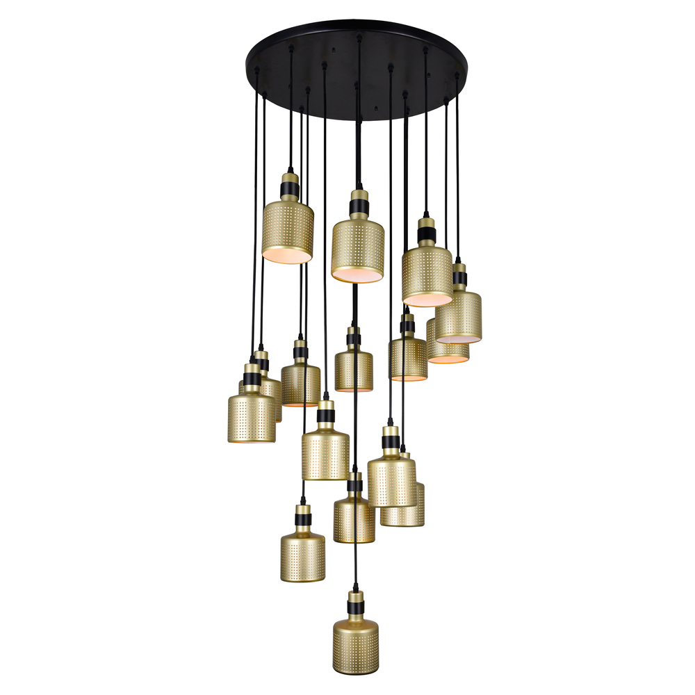 Forate 16 Light Multi Light Pendant With Pearl Gold Finish