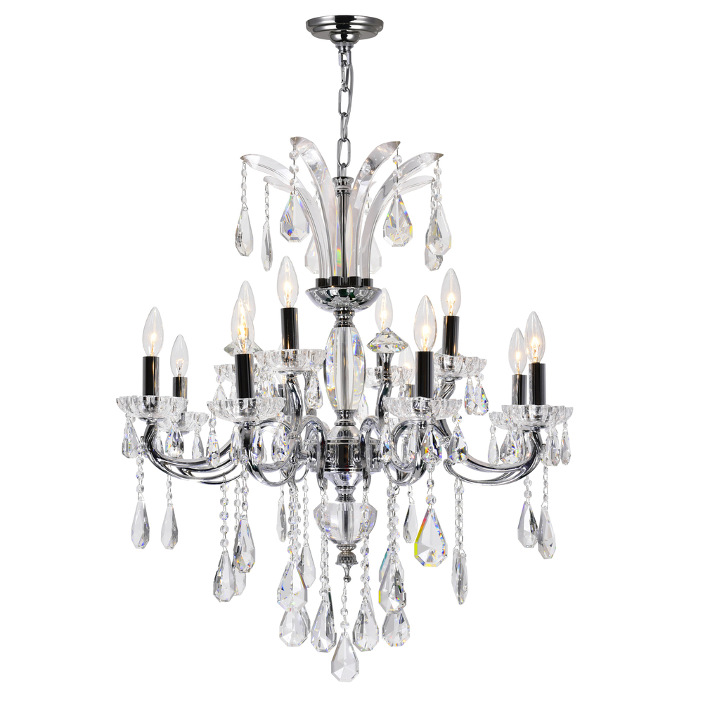 Glorious 12 Light Up Chandelier With Chrome Finish