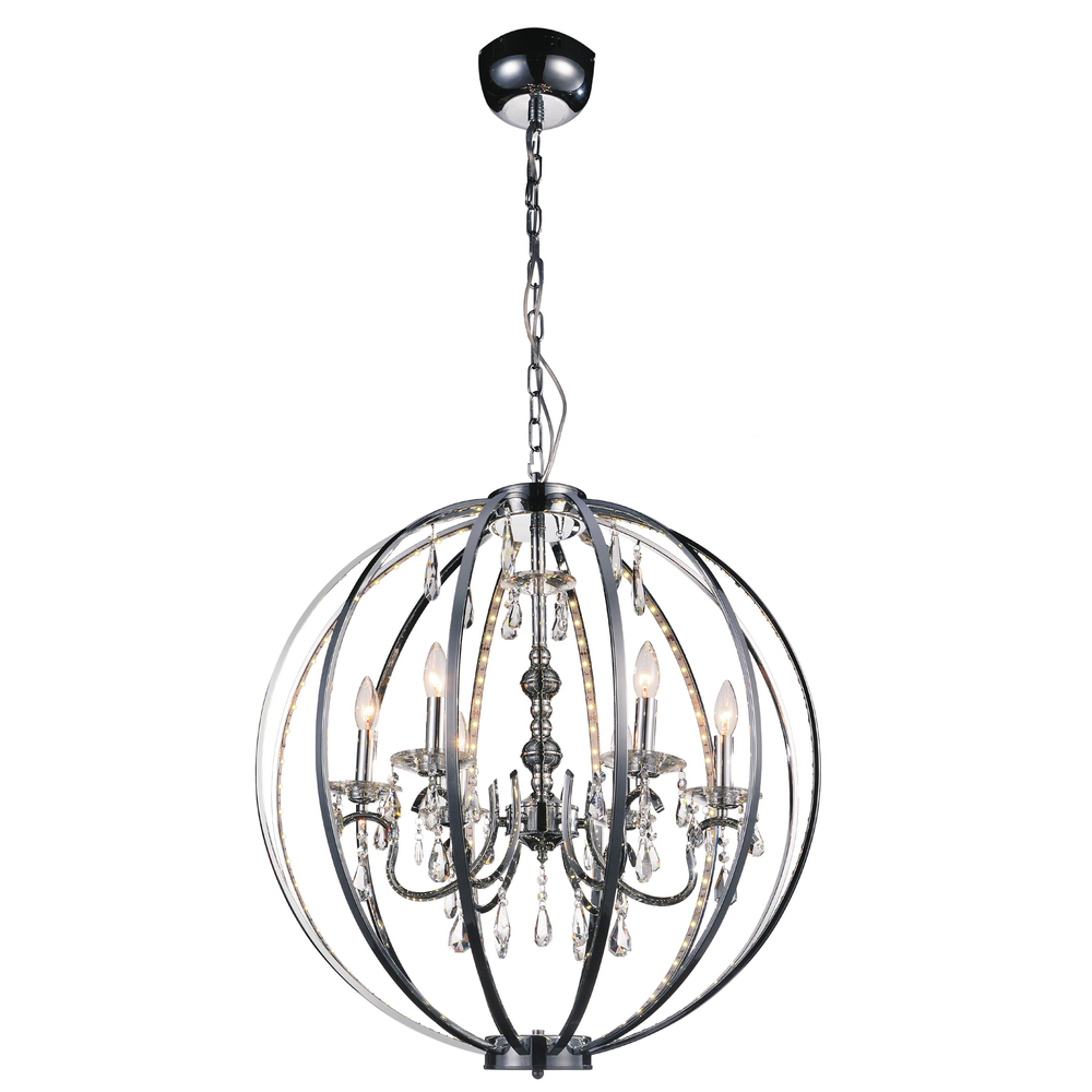 Abia 6 Light Up Chandelier With Chrome Finish