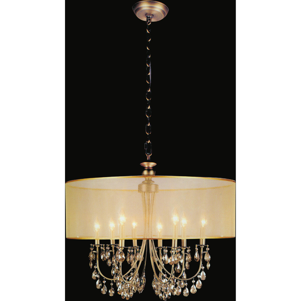 Halo 8 Light Drum Shade Chandelier With French Gold Finish