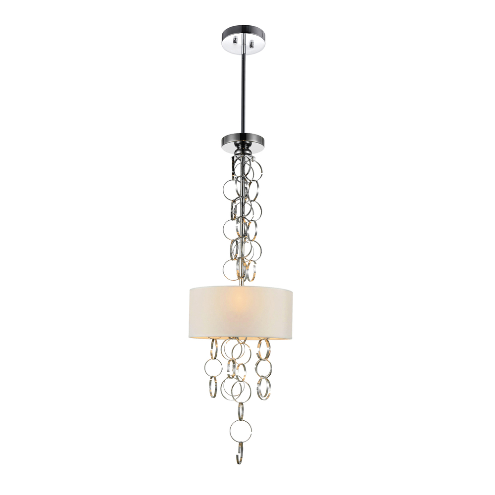 Chained 3 Light Drum Shade Mini Pendant With Chrome Finish