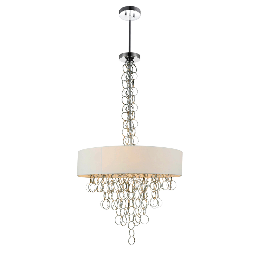 Chained 8 Light Drum Shade Chandelier With Chrome Finish