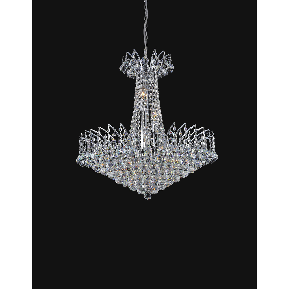 Posh 22 Light Down Chandelier With Chrome Finish