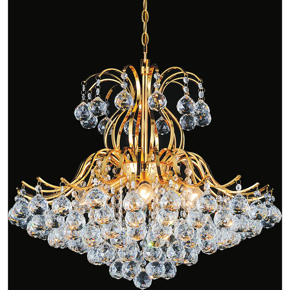 Royal 6 Light Down Chandelier With Gold Finish