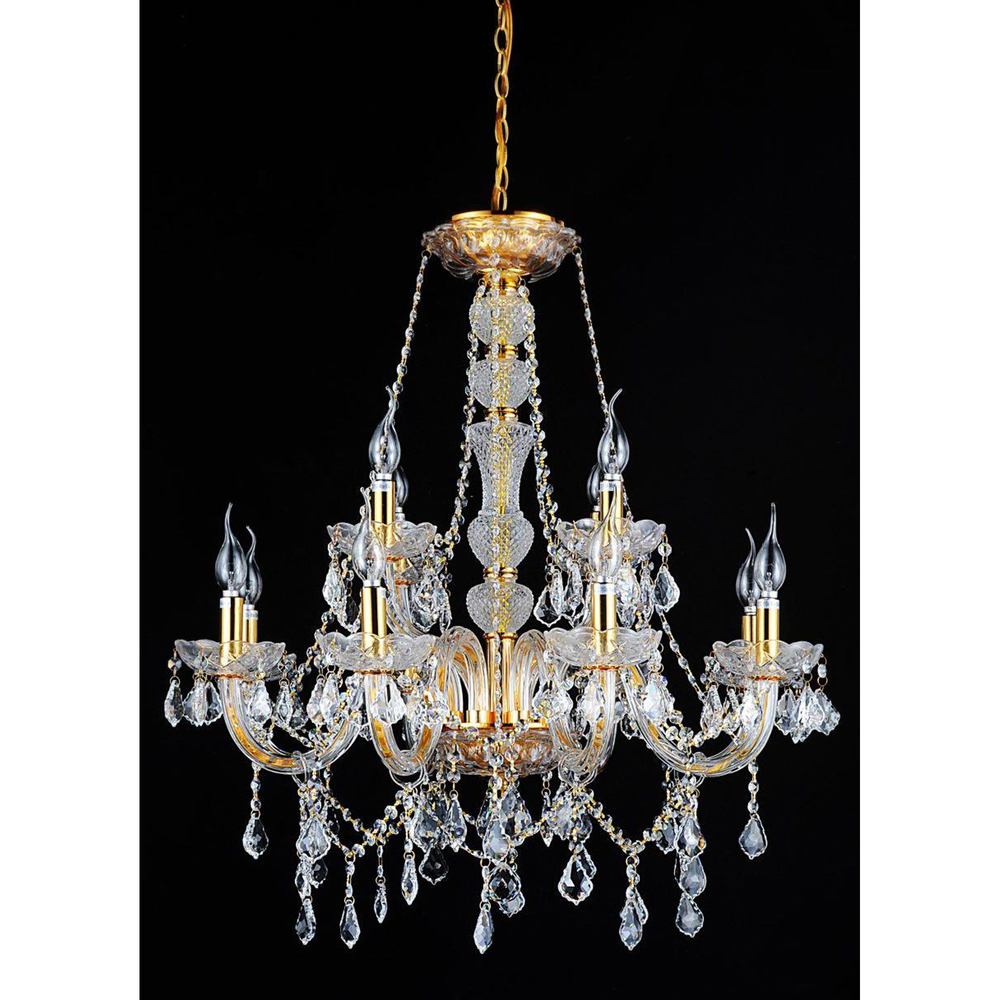 Princeton 12 Light Down Chandelier With Gold Finish