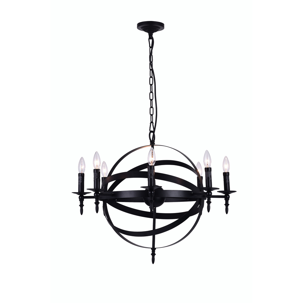 Troy 8 Light Up Chandelier With Black Finish
