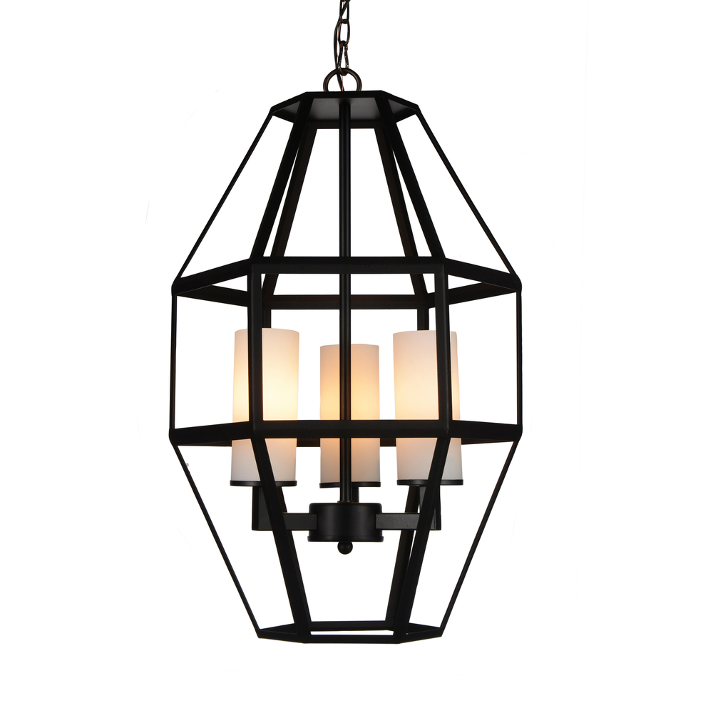 Cell 3 Light Candle Pendant With Black Finish