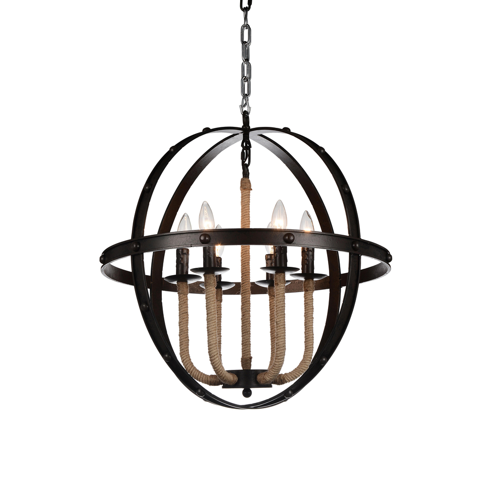Surma 6 Light Up Chandelier With Rust Finish