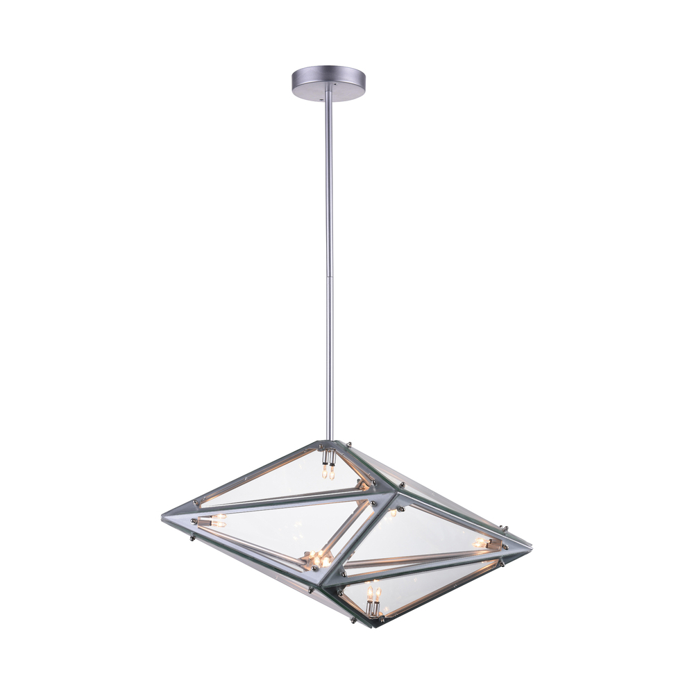 Pento 8 Light  Pendant With Silver Finish
