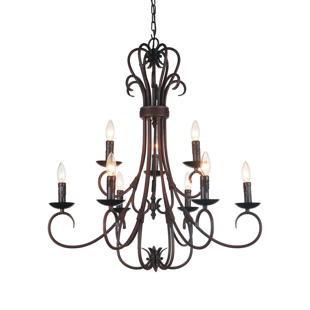 Maddy 9 Light Up Chandelier With Oil Rubbed Brown Finish