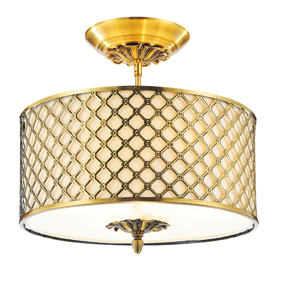Gloria 3 Light Drum Shade Flush Mount With French Gold Finish