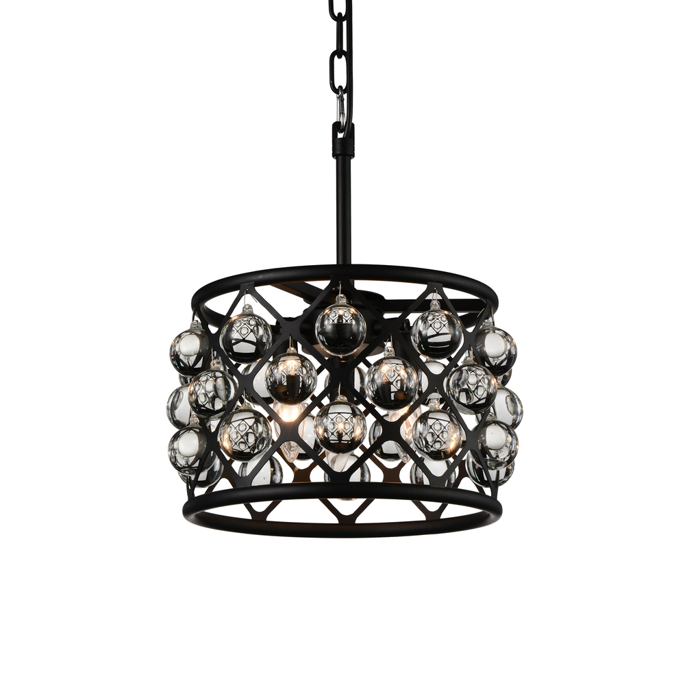 Renous 3 Light Chandelier With Black Finish