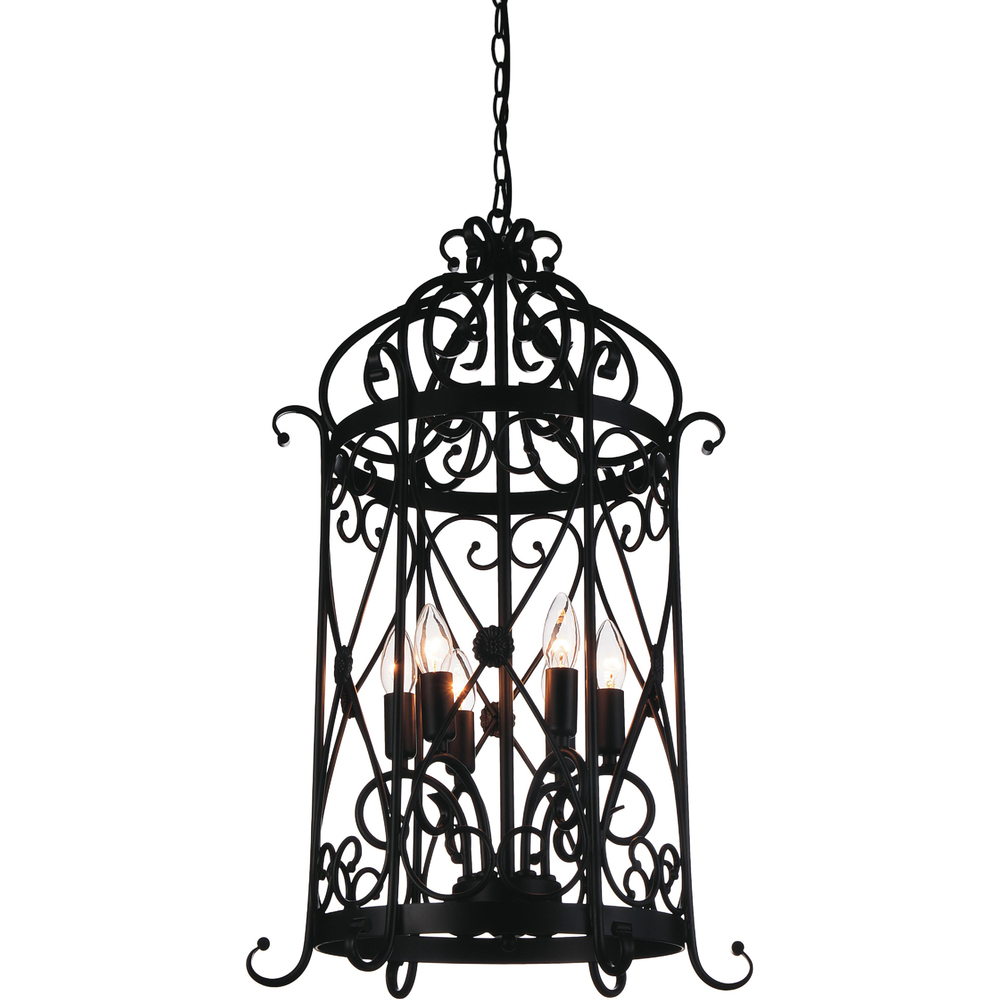 Kate 6 Light Up Chandelier With Black Finish