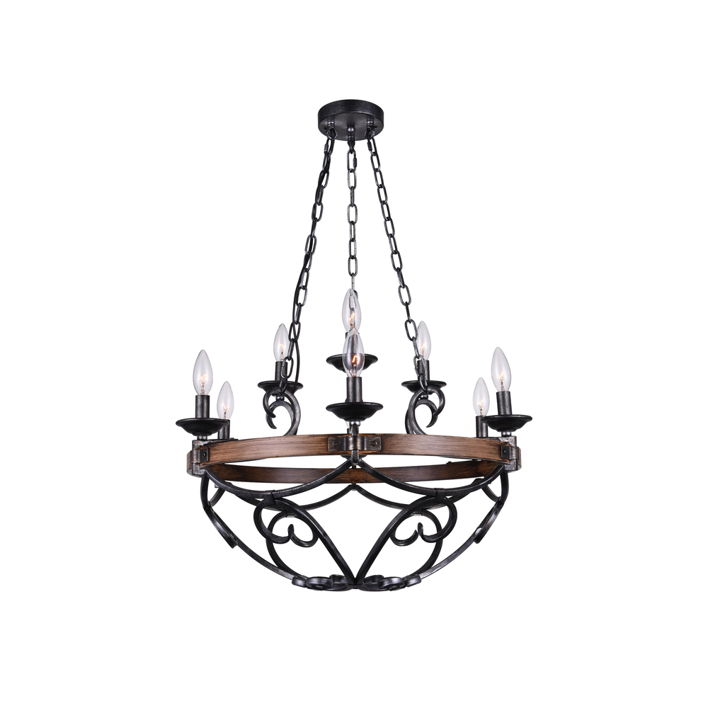 Morden 9 Light Candle Chandelier With Gun Metal Finish