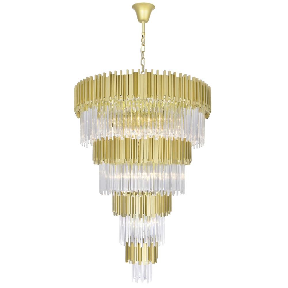 Deco 34 Light Down Chandelier With Medallion Gold Finish