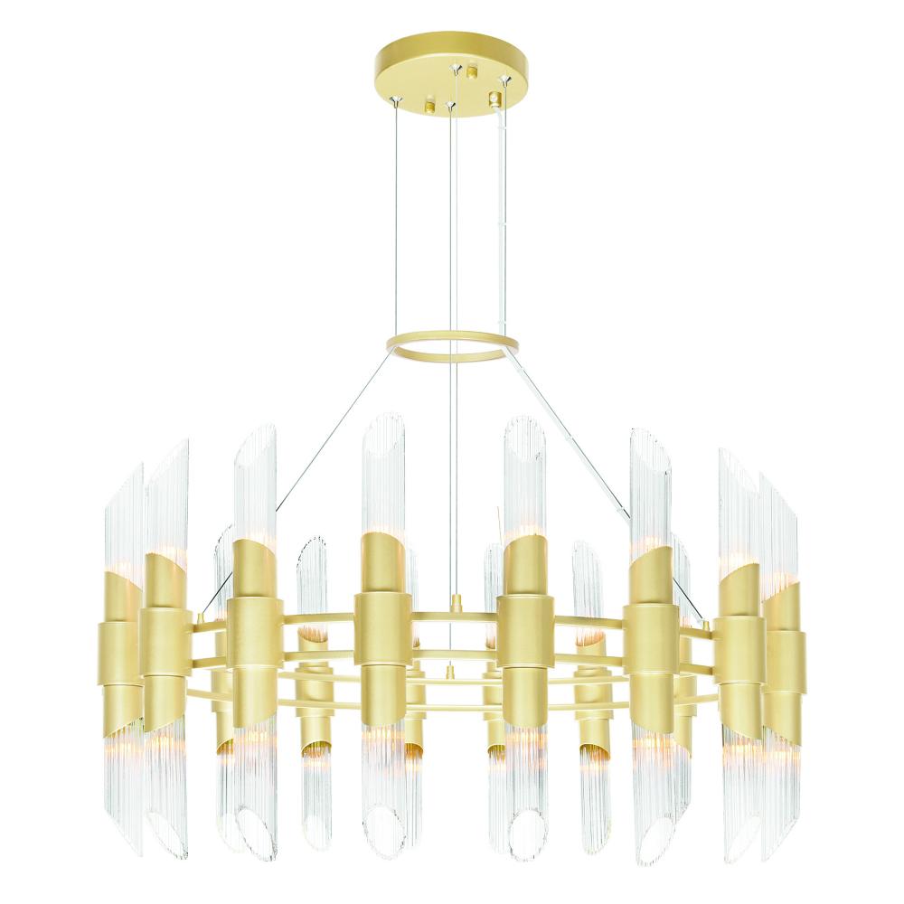 Croissant 36 Light Chandelier With Satin Gold Finish