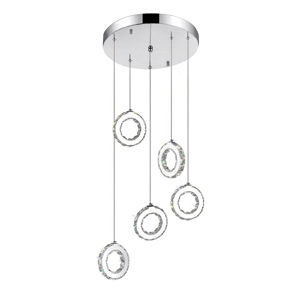 Ring LED Multi Light Pendant With Chrome Finish
