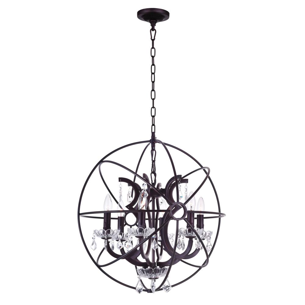 Campechia 6 Light Up Chandelier With Brown Finish