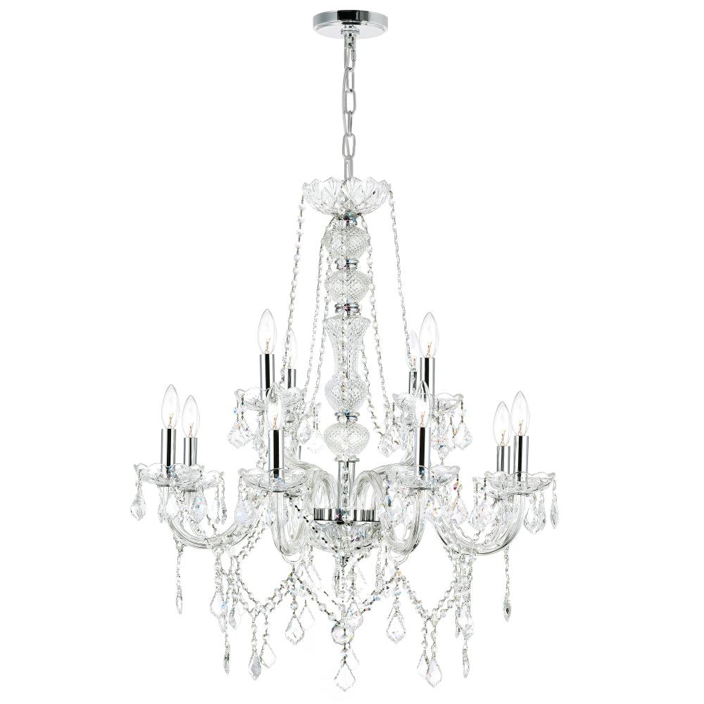 Princeton 12 Light Down Chandelier With Chrome Finish