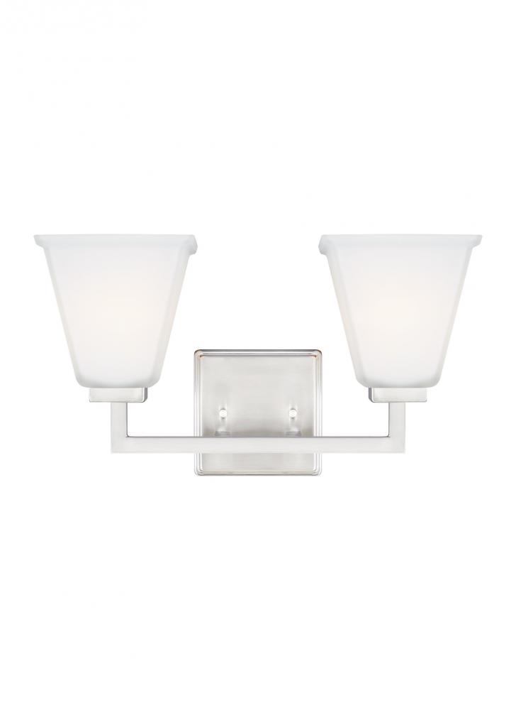Ellis Harper classic 2-light indoor dimmable bath vanity wall sconce in brushed nickel silver finish