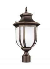 Generation Lighting 8236301-71 - Childress traditional 1-light outdoor exterior post lantern in antique bronze finish with satin etch