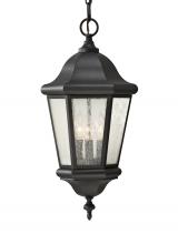 Generation Lighting OL5911BK - Martinsville traditional 3-light outdoor exterior pendant lantern in black finish with clear seeded