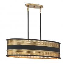 Savoy House Canada 1-1813-5-143 - Eclipse 5-Light Linear Chandelier in Matte Black with Warm Brass Accents