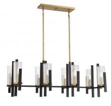 Savoy House Canada 1-1907-8-143 - Midland 8-Light Linear Chandelier in Matte Black with Warm Brass Accents