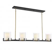 Savoy House Canada 1-1982-4-143 - Eaton 4-Light Linear Chandelier in Matte Black with Warm Brass Accents