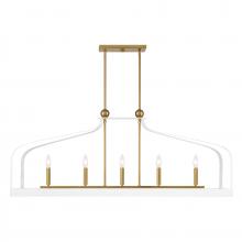 Savoy House Canada 1-7804-5-142 - Sheffield 5-Light Linear Chandelier in White with Warm Brass Accents