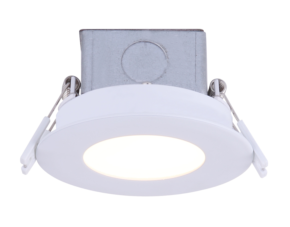 LED Recess Downlight, 3" White Color Trim, 6W Dimmable, 3000K, 330 Lumen, Recess mounted
