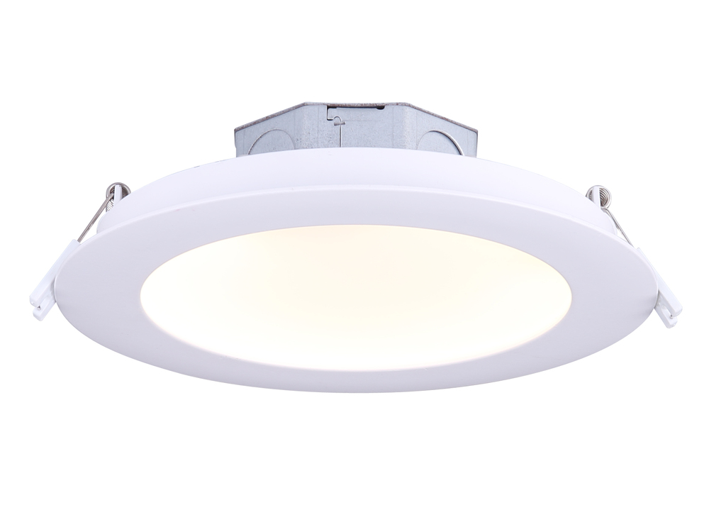 LED Recess Downlight, 6" White Color Trim, 15W Dimmable, 3000K, 820 Lumen, Recess mounted
