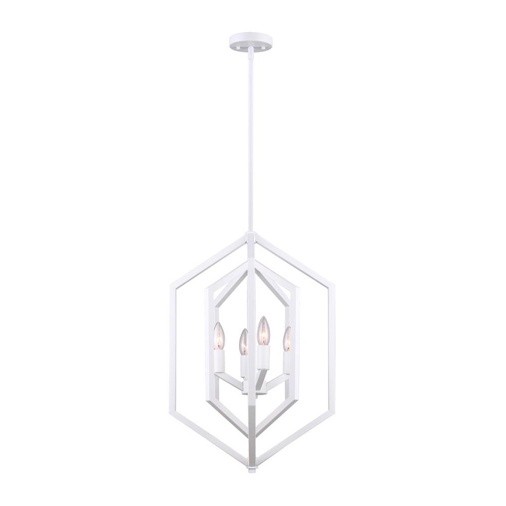 NETTO, ICH1010A04WH16, MWH Color, 4 Lt 16" Wide Rod Chandelier, 60W Type C