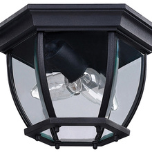 Canarm IOL60BK - Foyer, 2 Bulbs Flush Outdoor, Clear Glass, 60W Type A